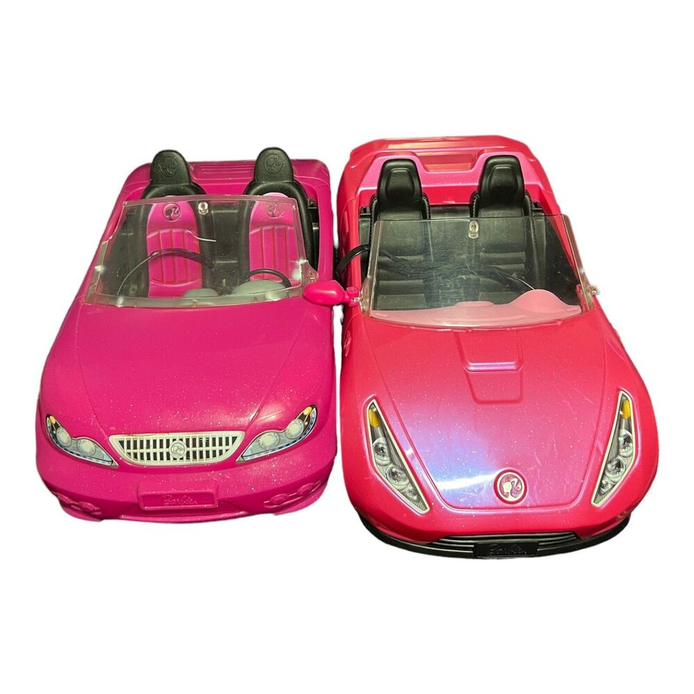 Mattel Barbie Convertible Pink Cars Glam Cruiser 2016/2013 Size 13” (2 Cars)